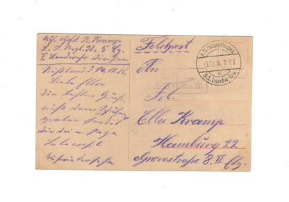 Ansichtskarte / Feldpost / Landw. Inf. Regt 91 - Russland 1916