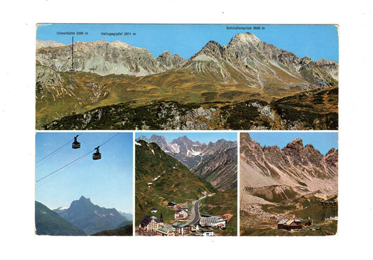 Ansichtskarte Ulmer Hütte mit Vallugabahn und St. Christoph am Arlberg / Österreich