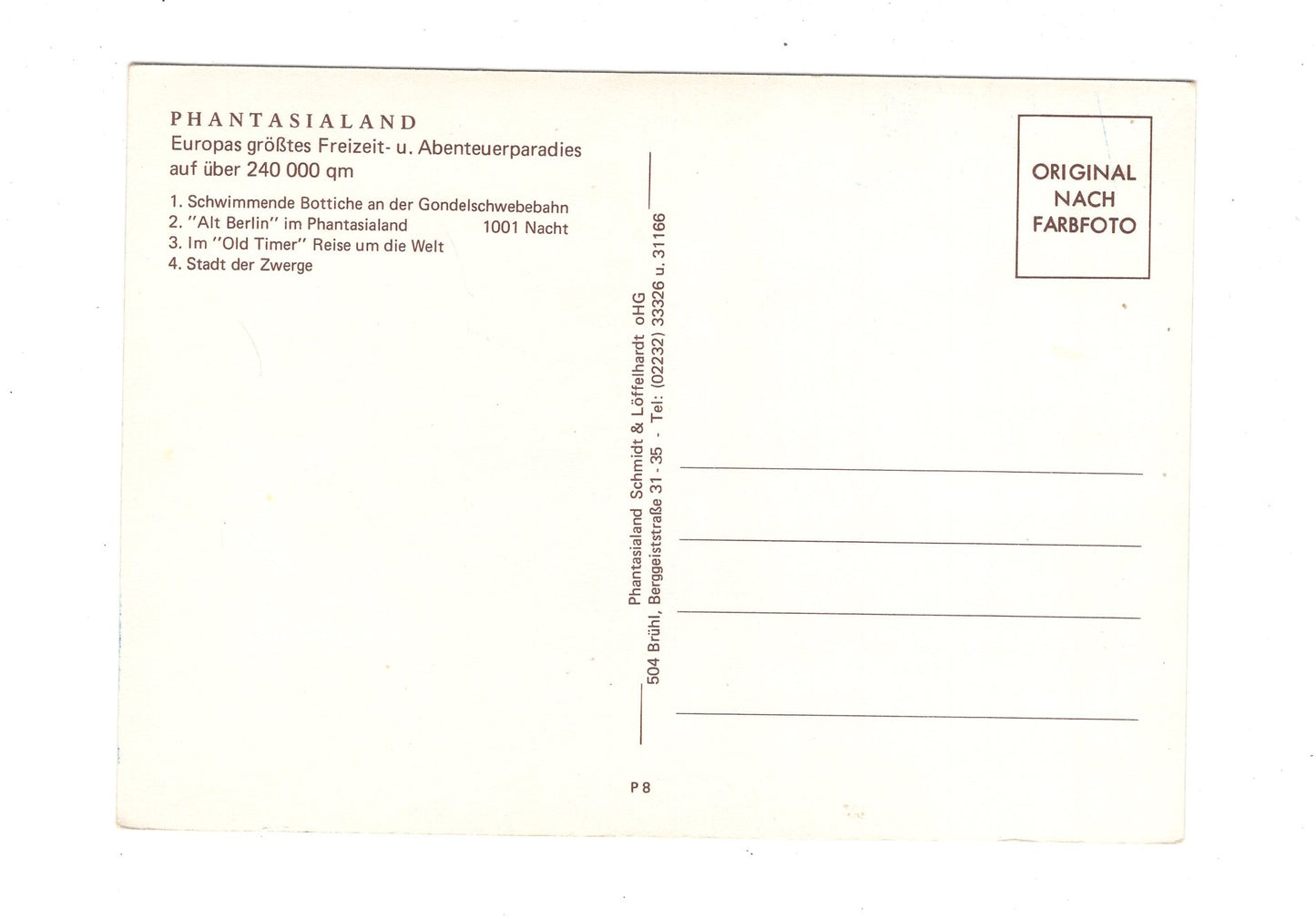 Ansichtskarte Phantasialand Brühl