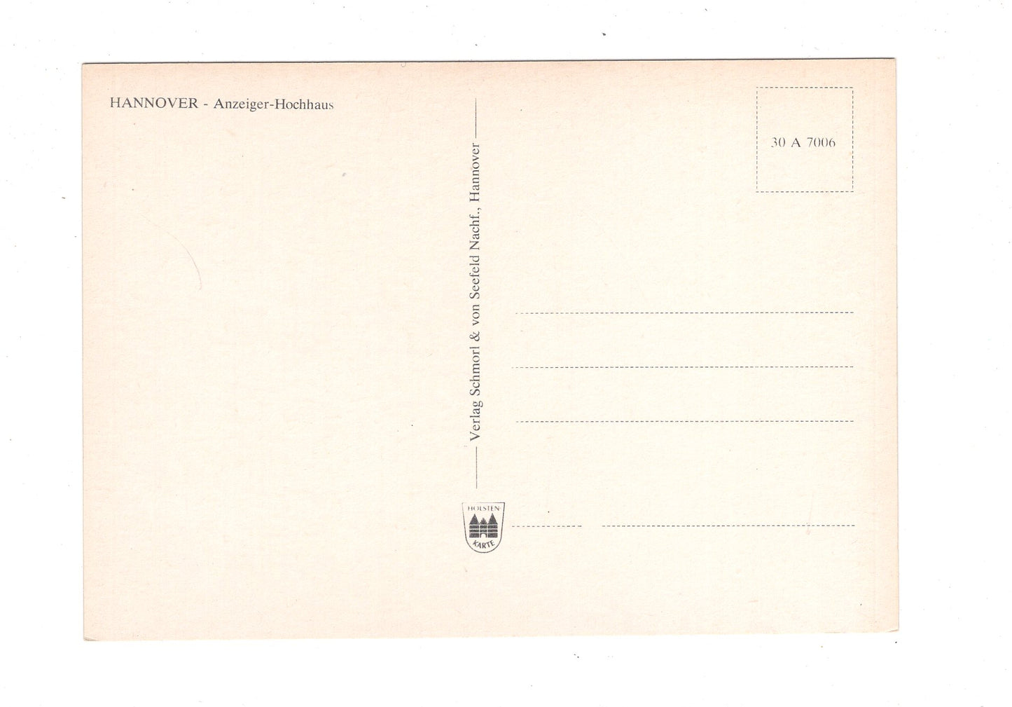 Ansichtskarte Hannover / Anzeiger-Hochhaus / G1-62