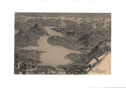 Ansichtskarte Vierwaldstättersee aus der Vogelschau