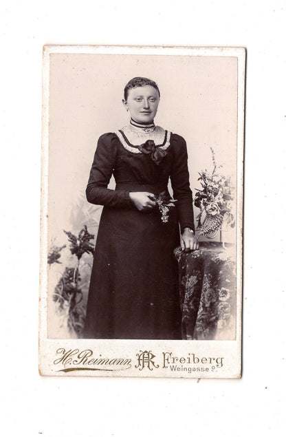 Fotografie Feine Dame - Freiberg 1890er / CDV L1-29