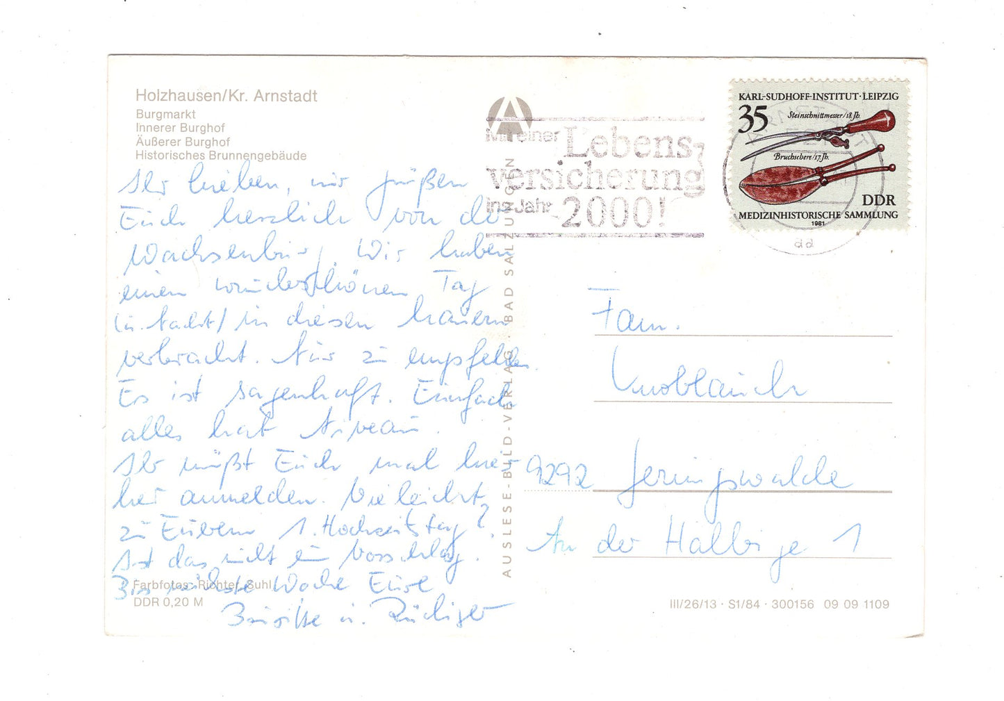 Ansichtskarte Veste Wachenburg / Holzhausen / Kreis Arnstadt