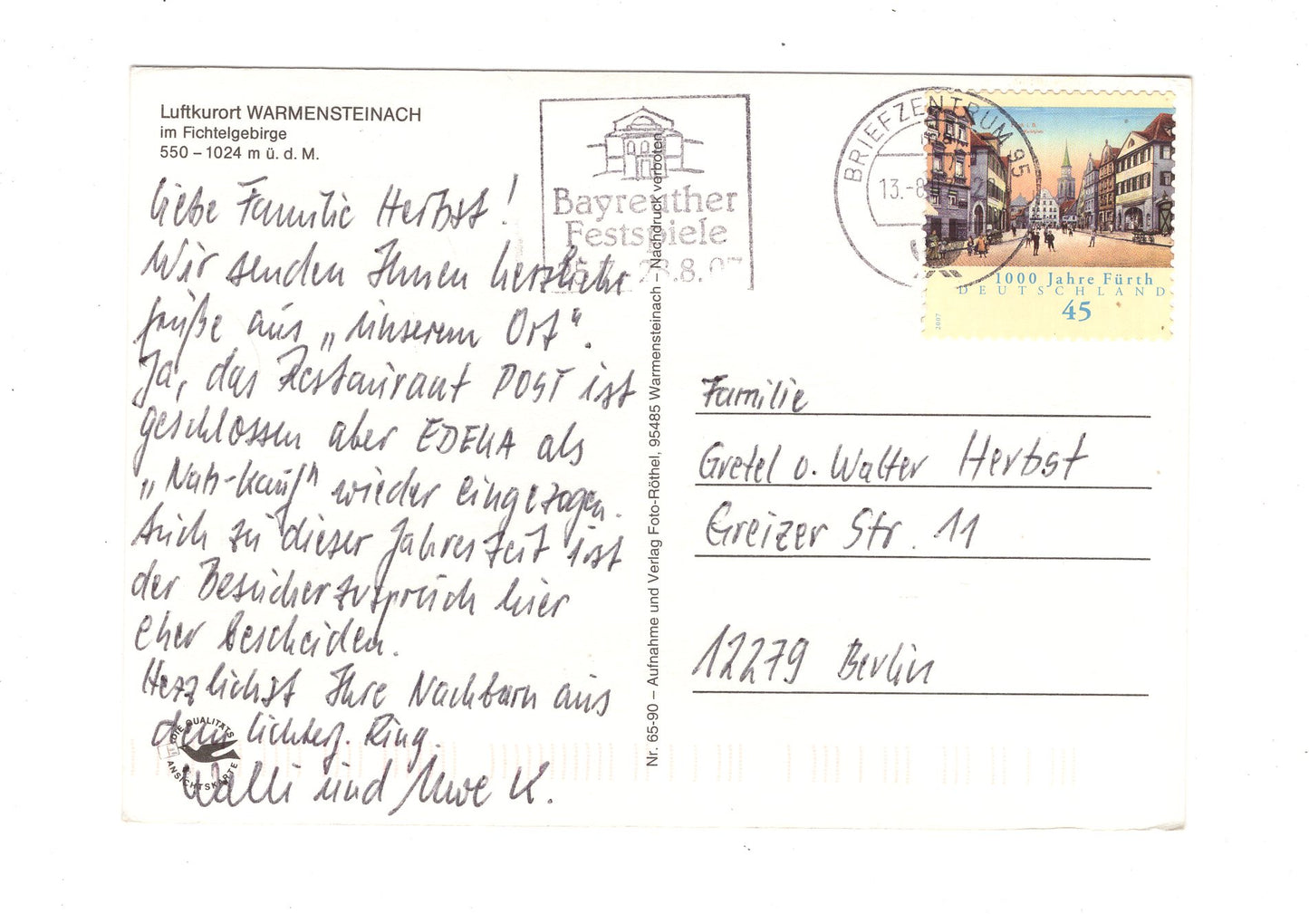 Ansichtskarte Warmensteinach im Fichtelgebirge