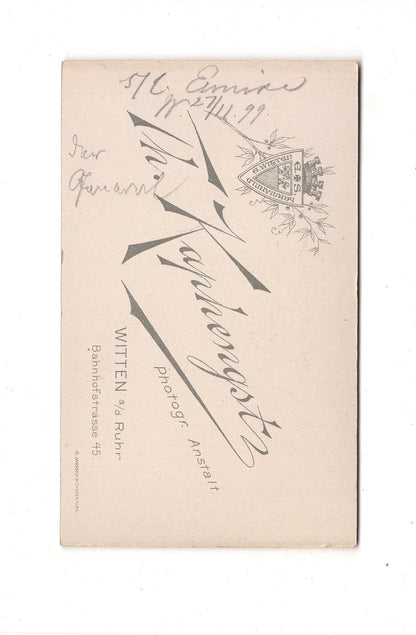 Fotografie Herrenportrait / benannt - Witten an der Ruhr 1899 / CDV C1-26