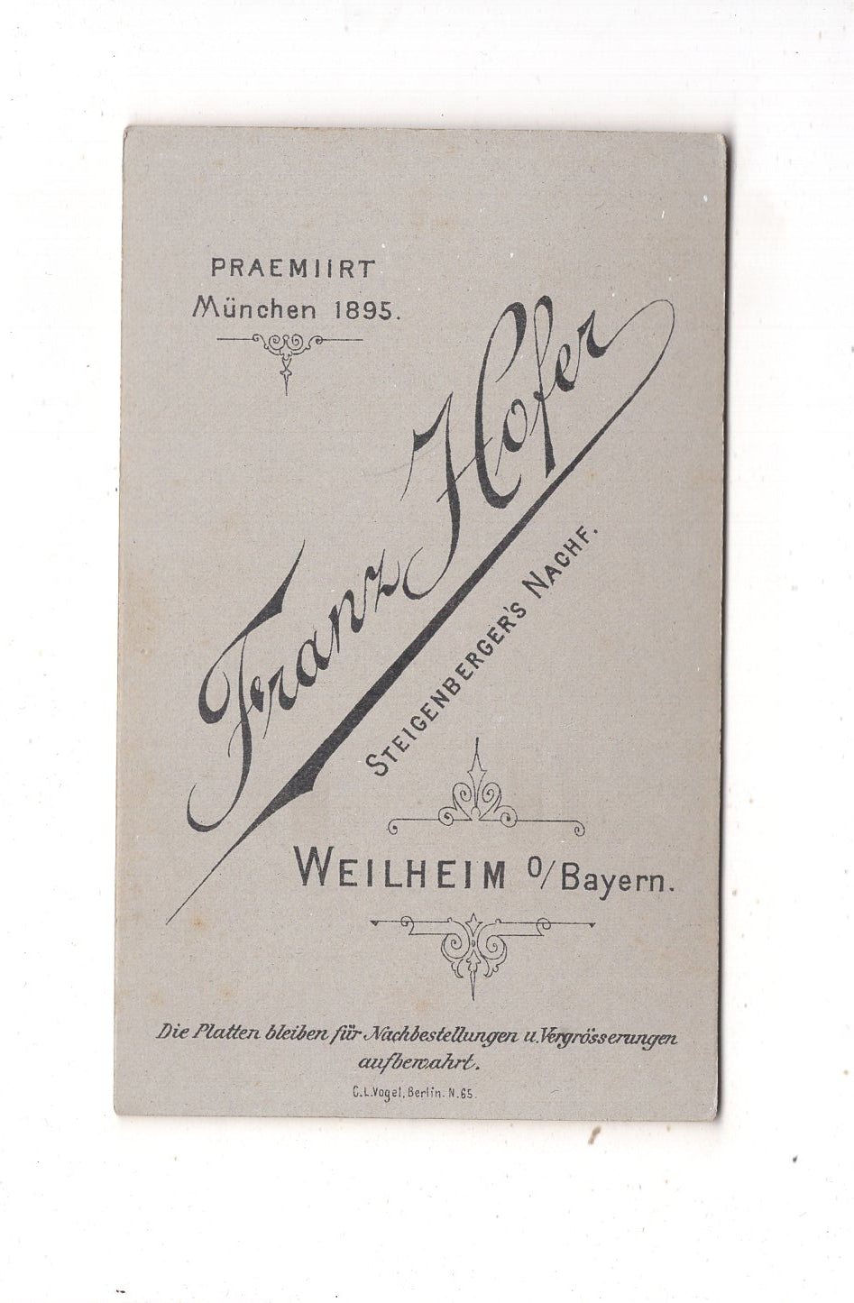 Fotografie Feine Dame - Weilheim / Oberbayern 1890er / CDV L1-29