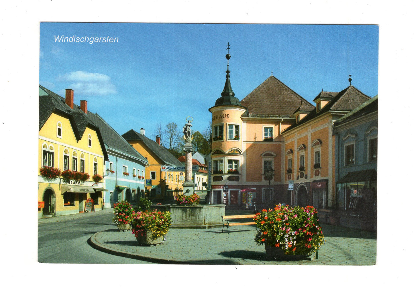 Ansichtskarte Windischgarsten / Marktplat mit Mariensäule / Oberösterreich / Österreich