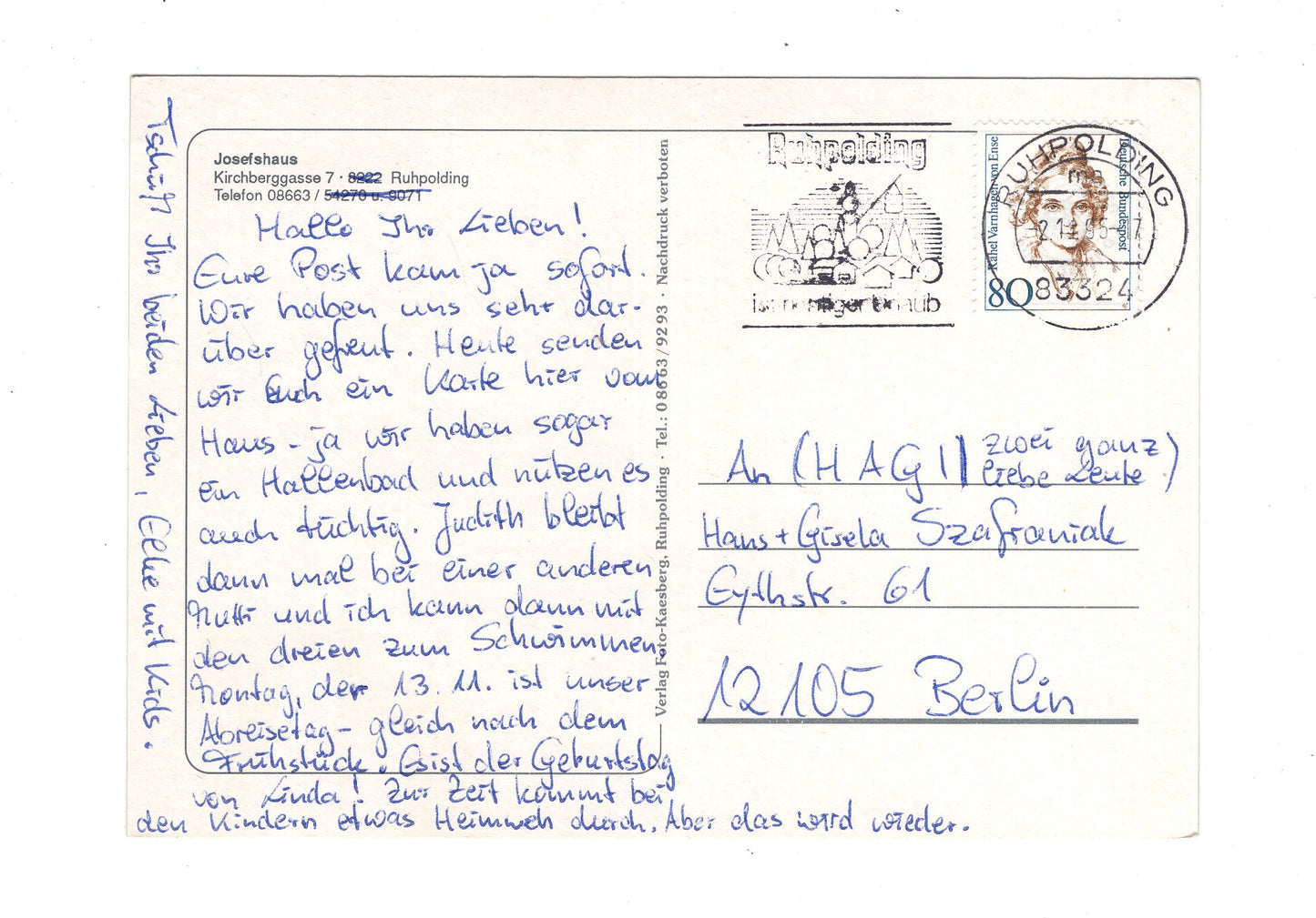 Ansichtskarte Ruhpolding / Oberbayern / Josefshaus