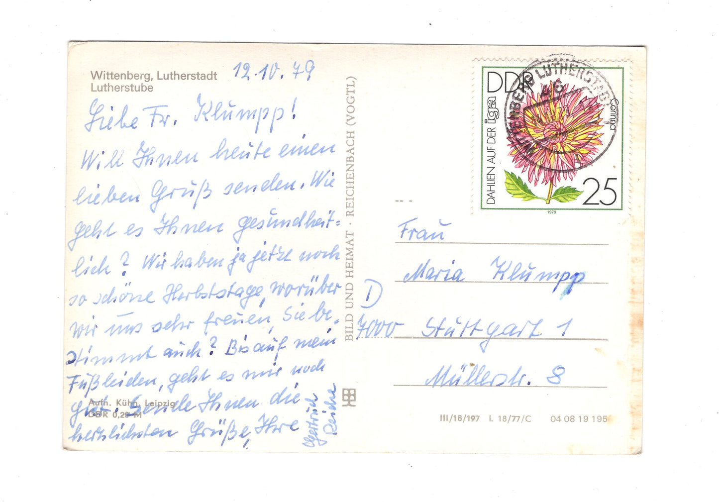 Ansichtskarte Lutherstadt Wittenberg / Lutherstube