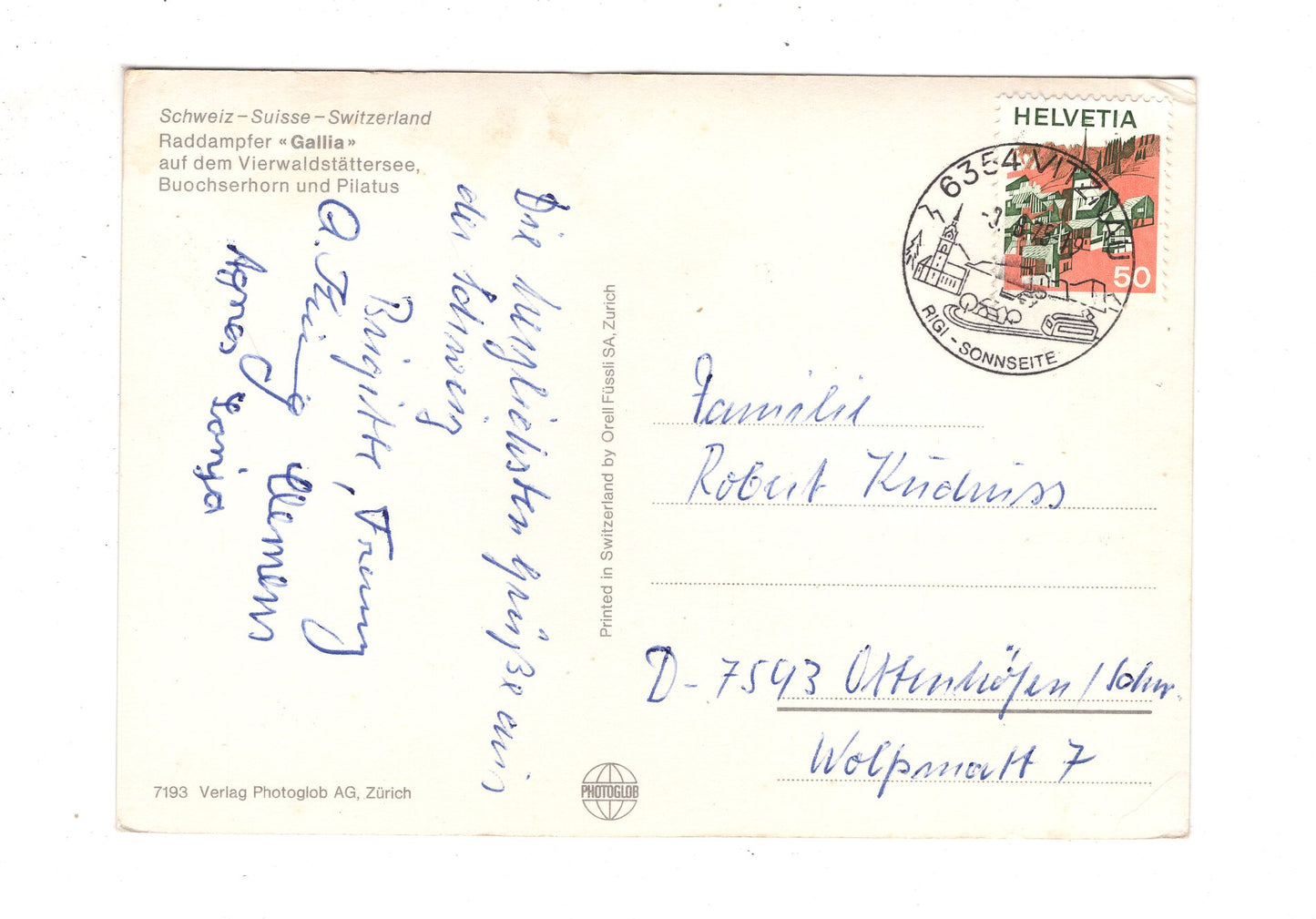 Ansichtskarte Raddampfer Gallia auf dem Vierwaldstättersee / Schweiz