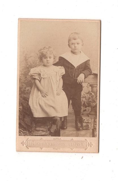 Fotografie Niedliche kleine Kinder - Leipzig 1880er / CDV M1-11