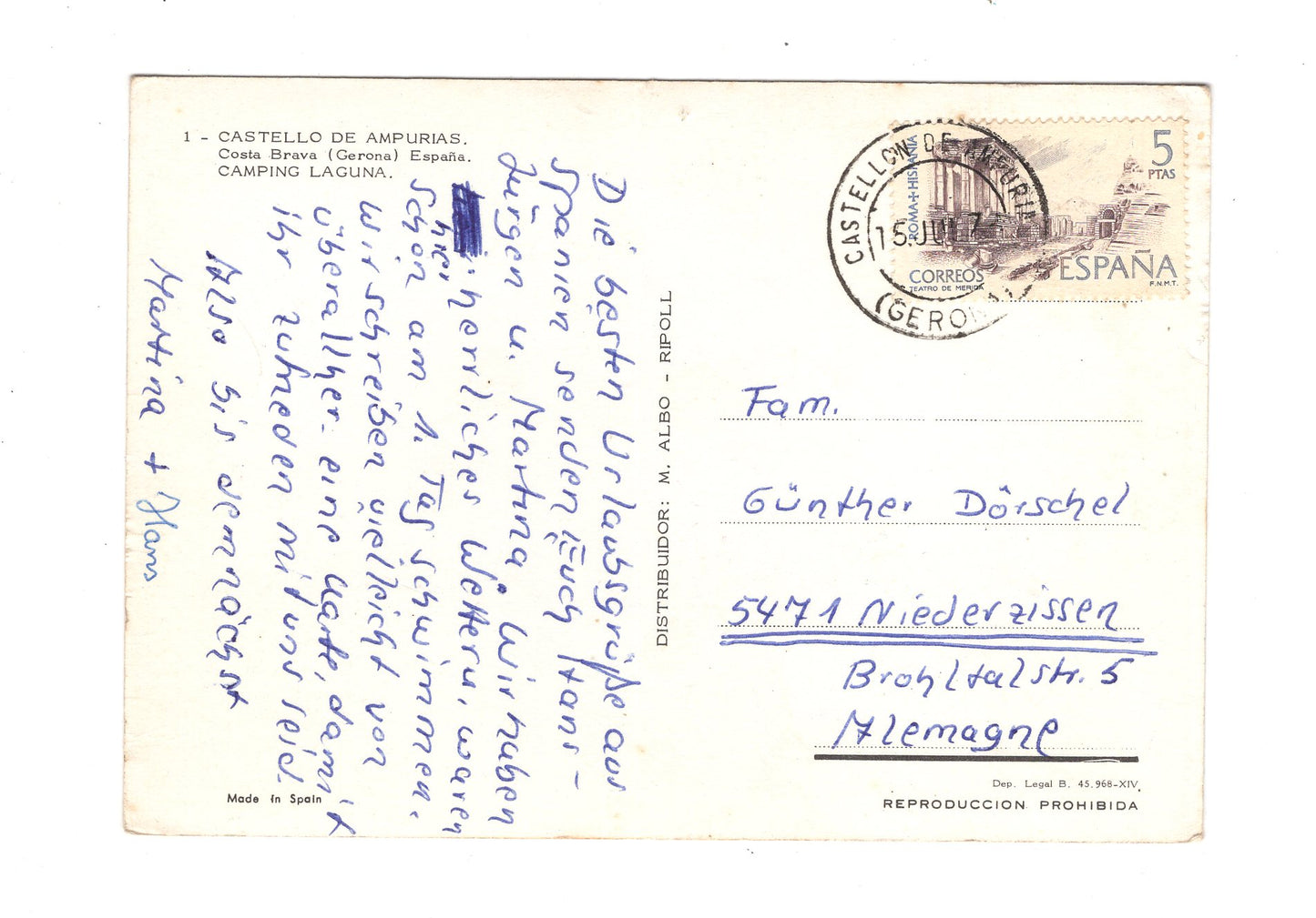 Ansichtskarte Castello de Ampurias / Camping Laguna / Spanien