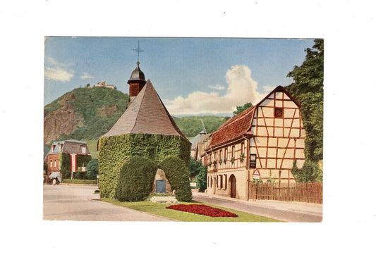Ansichtskarte Am Rhein / Kapelle Rhöndorf mit Ruine Drachenfels