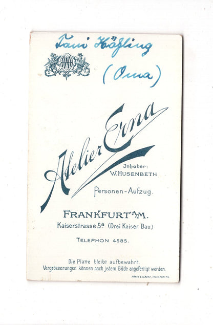 Fotografie Feine Dame / benannt - Frankfurt Main 1890er / CDV L1-30
