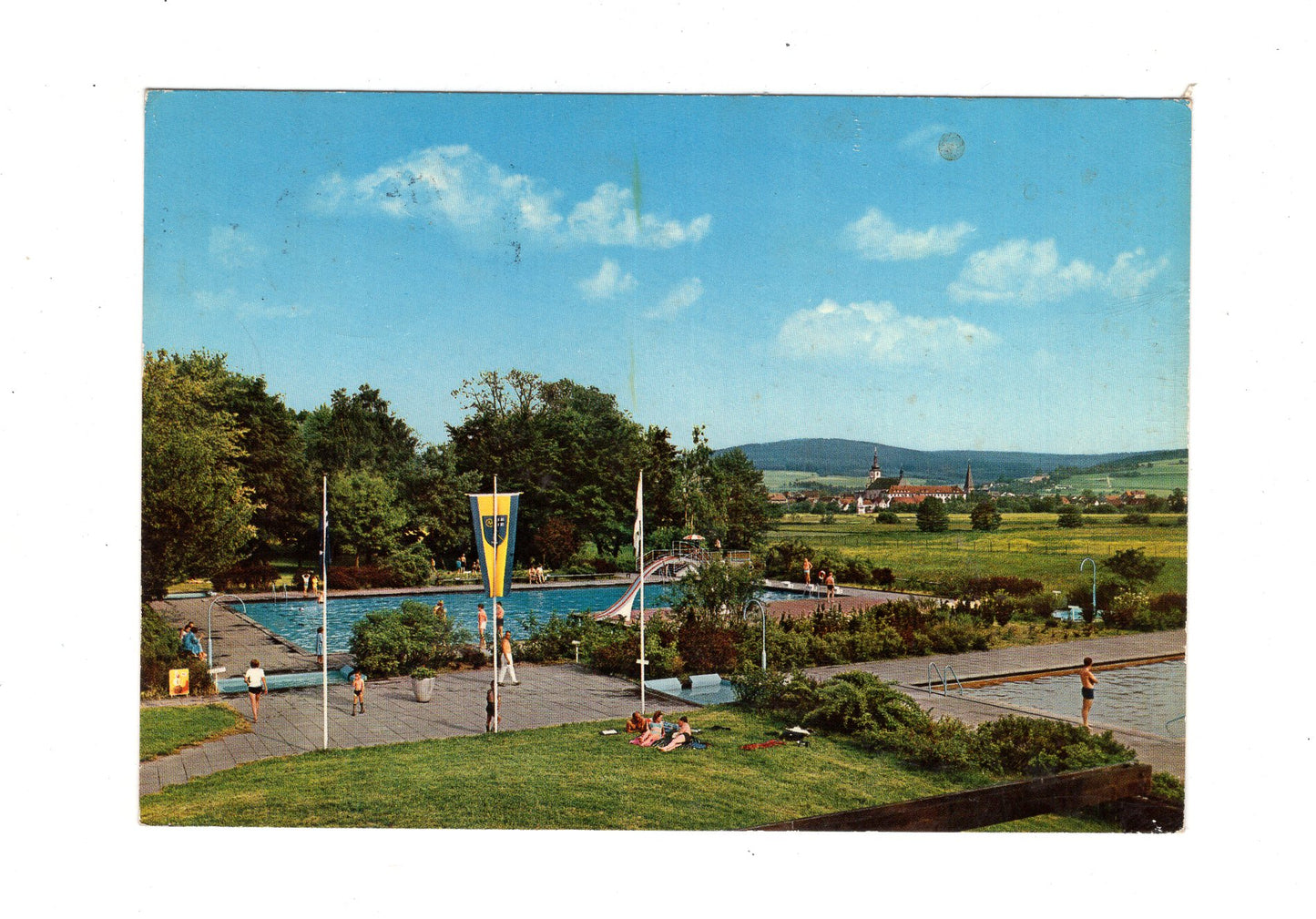 Ansichtskarte Bad Soden-Salmünster / Sole-Freibad und Franziskanerkloster