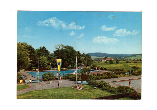 Ansichtskarte Bad Soden-Salmünster / Sole-Freibad und Franziskanerkloster