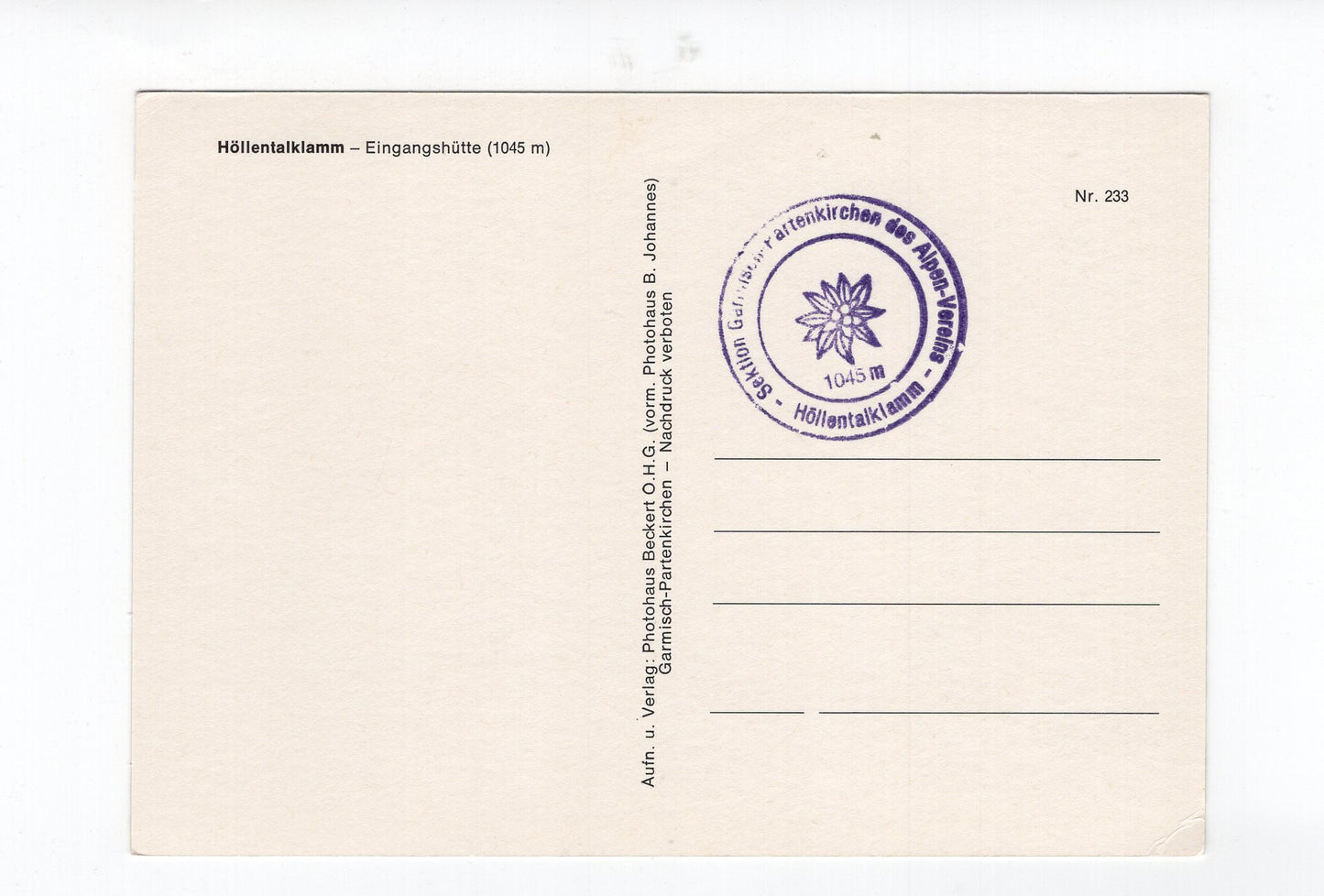 Ansichtskarte Höllentalklamm / Eingangshütte