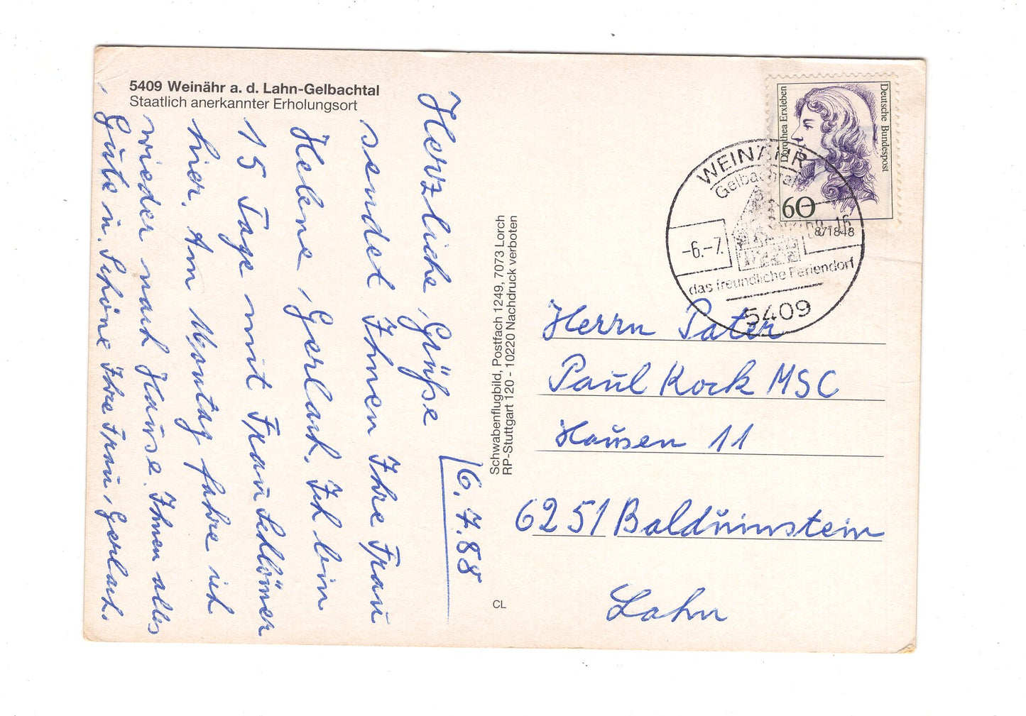 Ansichtskarte Weinähr an der Lahn - Gelbachtal / H1-59