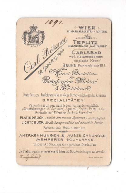 Fotografie Damenportrait - Wien / Teplitz / Karlsbad 1892