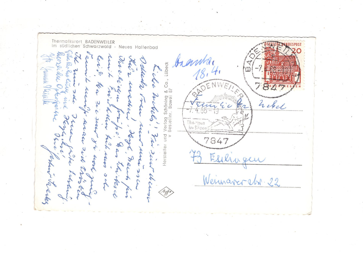 Ansichtskarte Badenweiler im südlichen Schwarzwald / Neues Hallenbad / J1-70