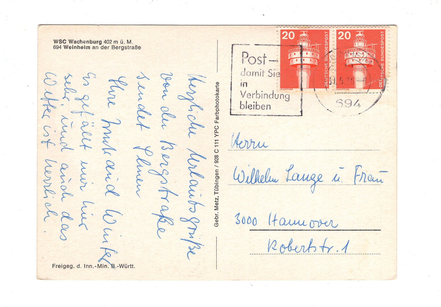 Ansichtskarte WSC Wachenburg / Weinheim an der Bergstraße / H1-60