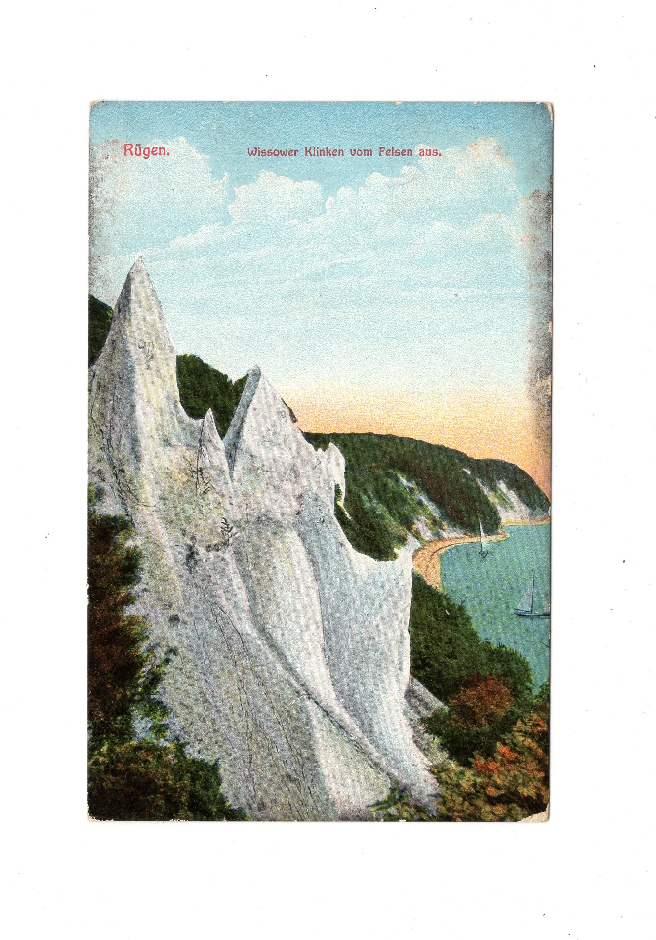 Ansichtskarte Rügen / Wissower Klinken vom Felsen aus - 1917