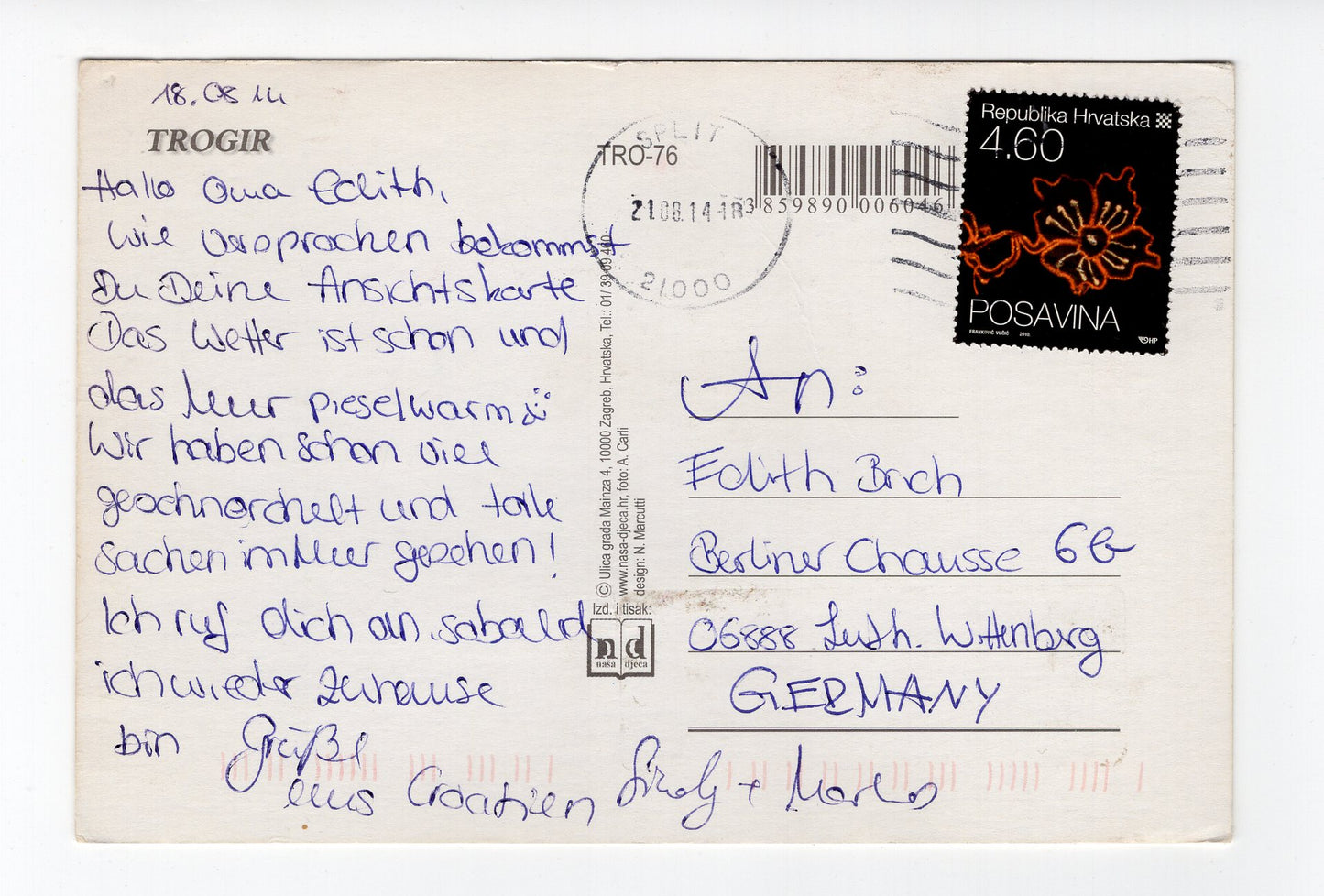 Ansichtskarte Trogir / Kroatien