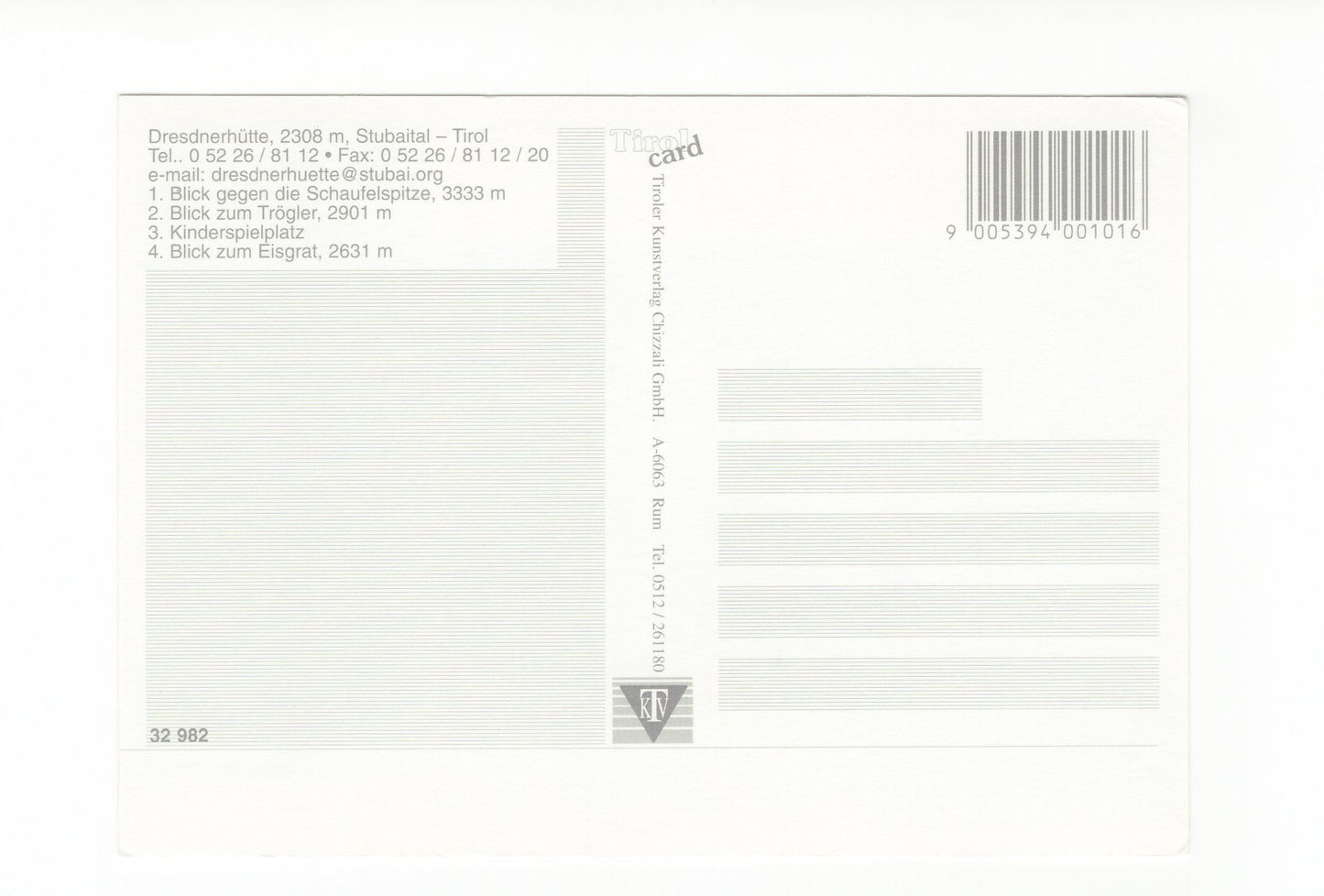 Ansichtskarte Dresdner Hütte / Stubaital / Tirol / Österreich