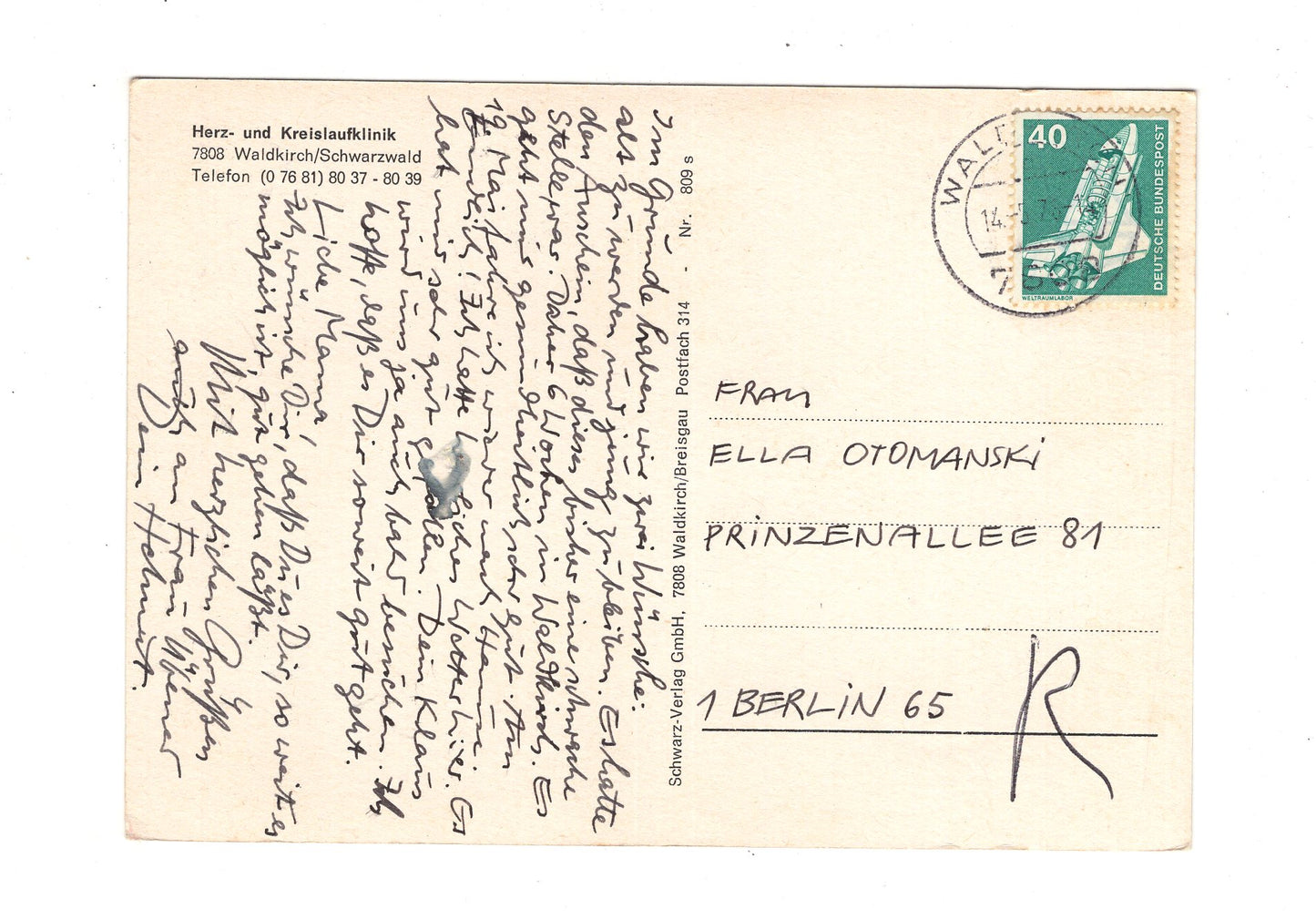 Ansichtskarte Waldkirch / Schwarzwald / Herz- und Kreislaufklinik