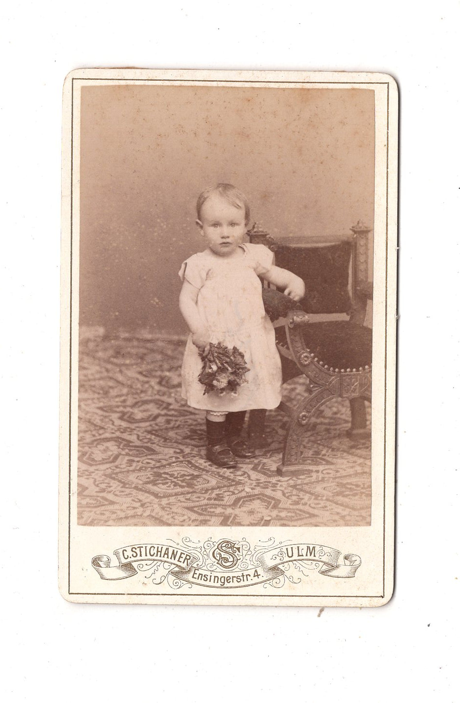 Fotografie Niedliches kleines Mädchen - Ulm 1880er / CDV M1-32