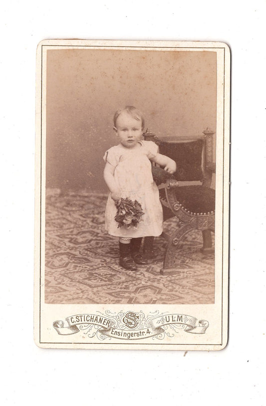 Fotografie Niedliches kleines Mädchen - Ulm 1880er / CDV M1-32