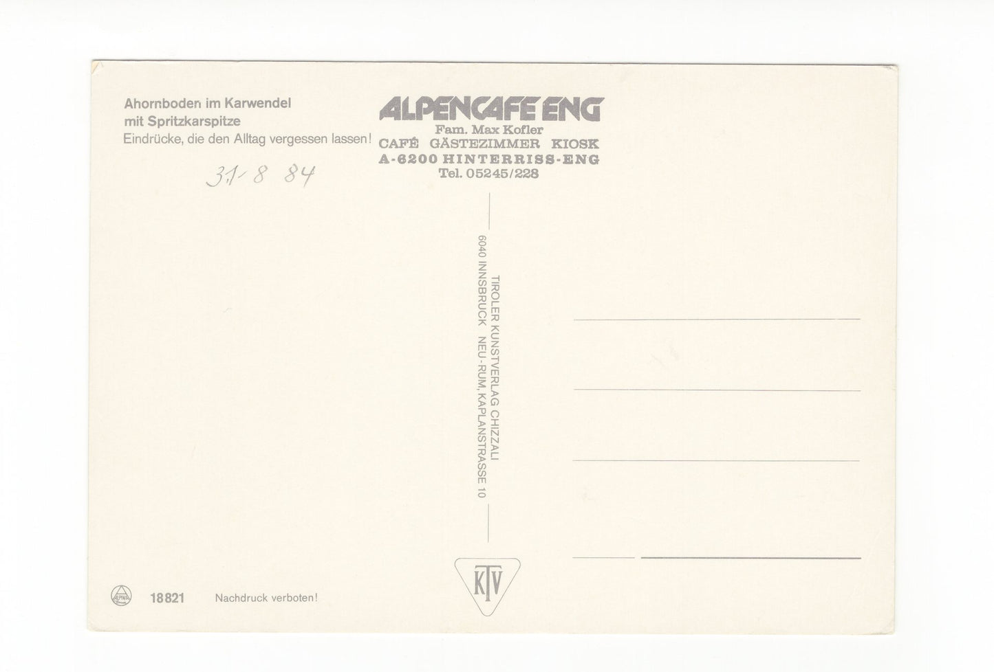 Ansichtskarte Ahornboden im Karwendel / Österreich