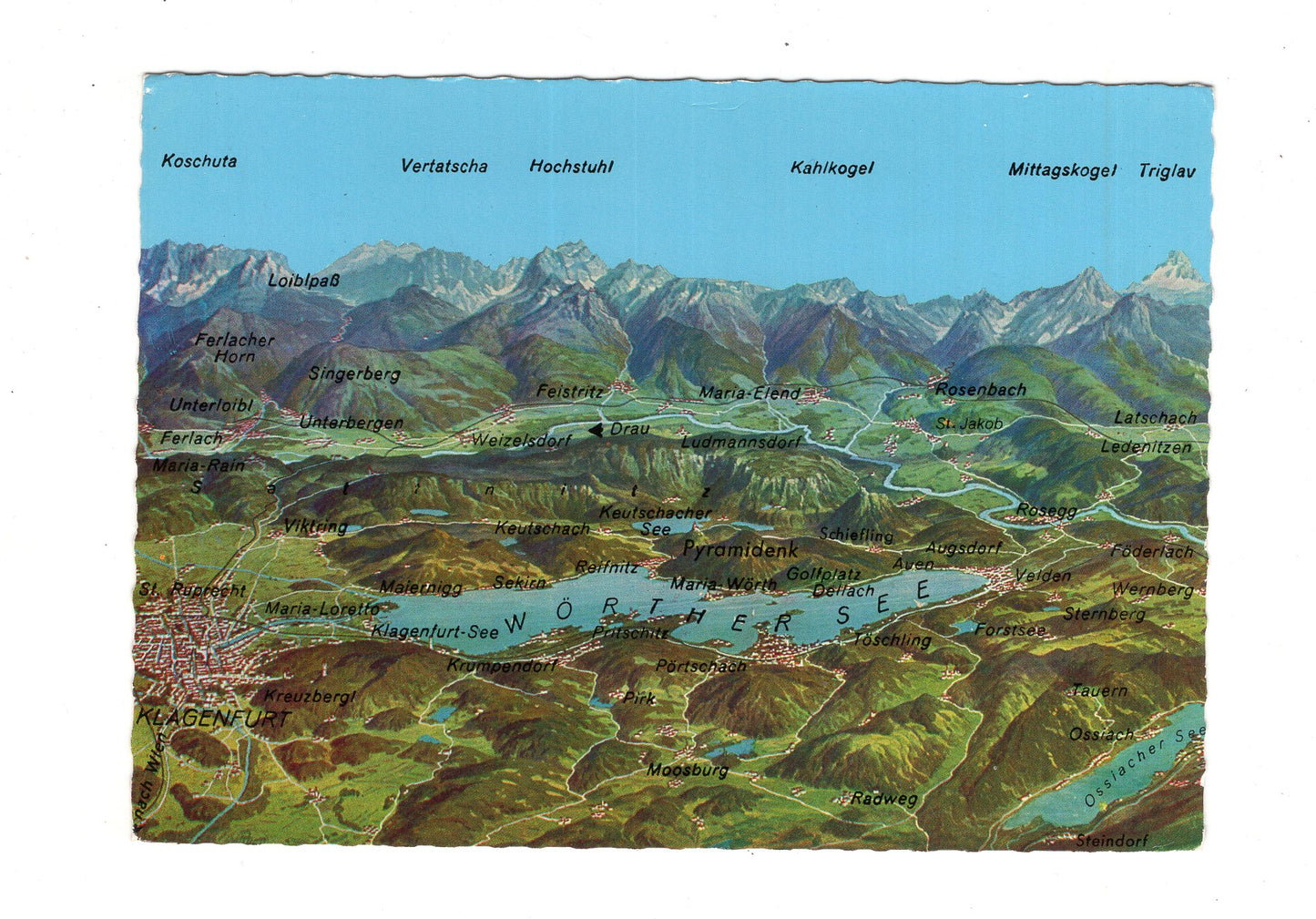Ansichtskarte Kärntner Seen-Gebiet mit Karawanken / Kärnten / Österreich