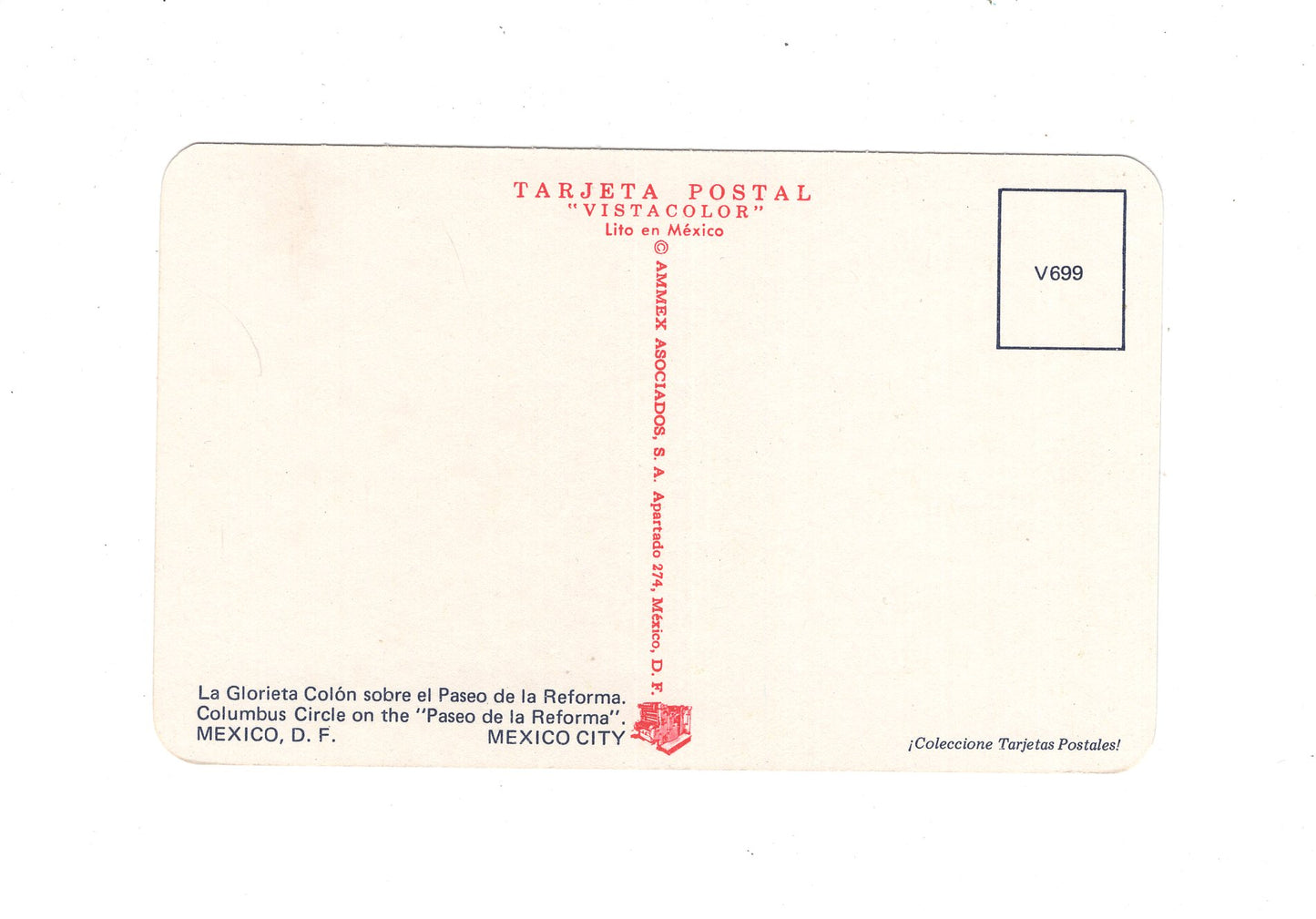 Ansichtskarte Mexico City / La Glorieta Colon sobre el Paseo de la Reforma / Mexiko