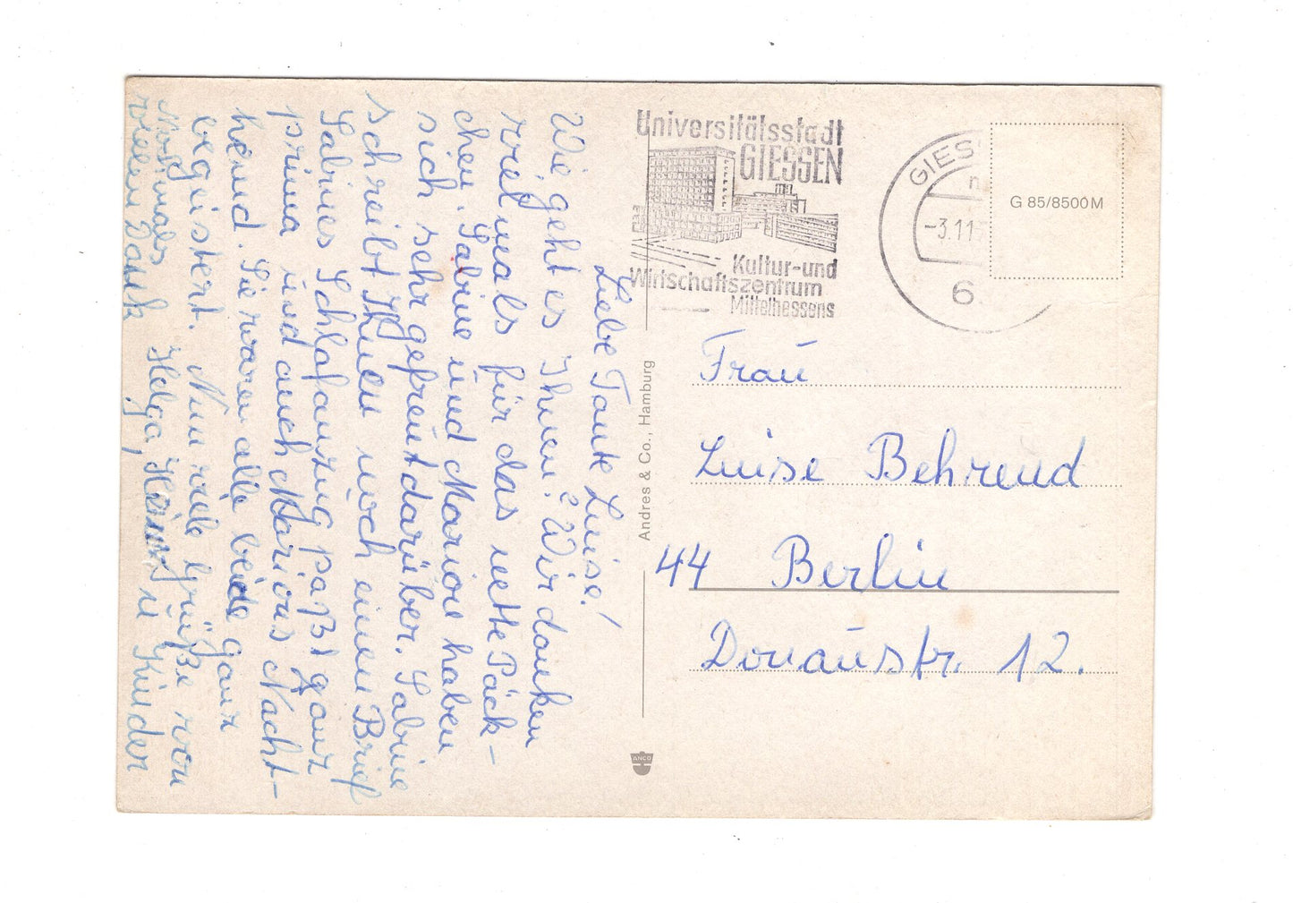 Ansichtskarte Gießen an der Lahn / I1-58