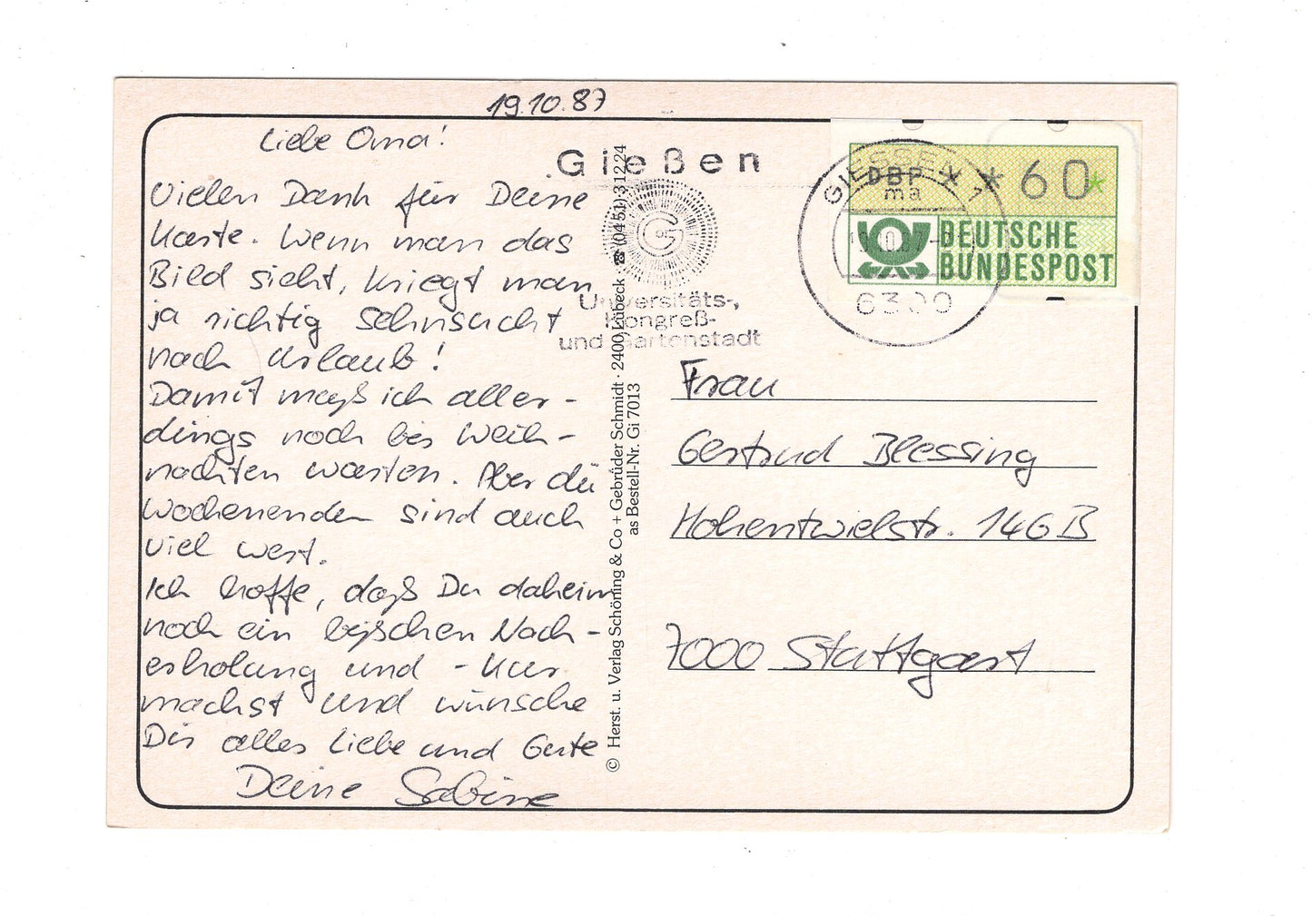 Ansichtskarte Gießen an der Lahn / I1-58