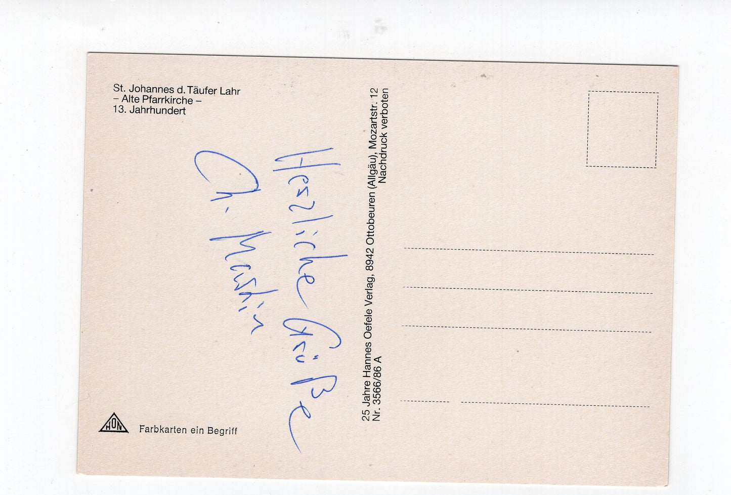 Ansichtskarte St. Johannes der Täufer Lahr / Alte Pfarrkirche