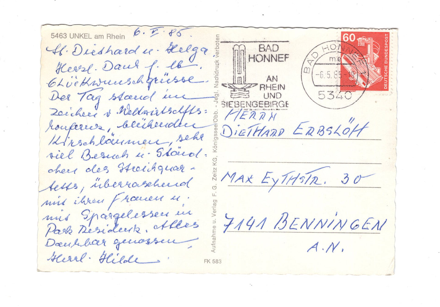 Ansichtskarte Unkel am Rhein