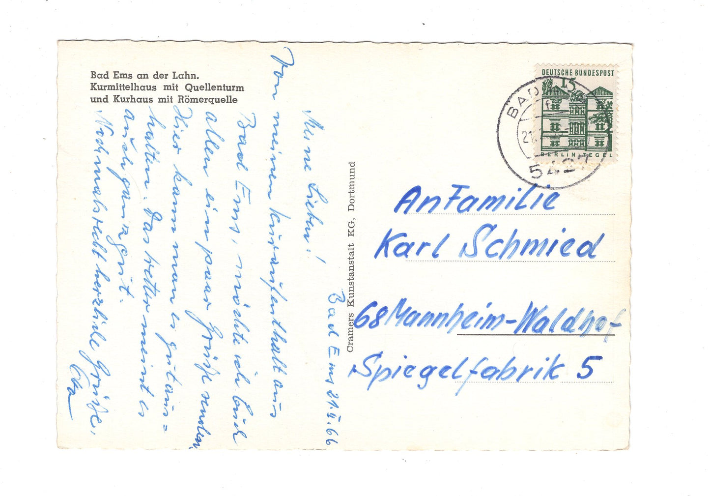 Ansichtskarte Bad Ems an der Lahn / Kurmittelhaus mit Quellenturm / I1-59