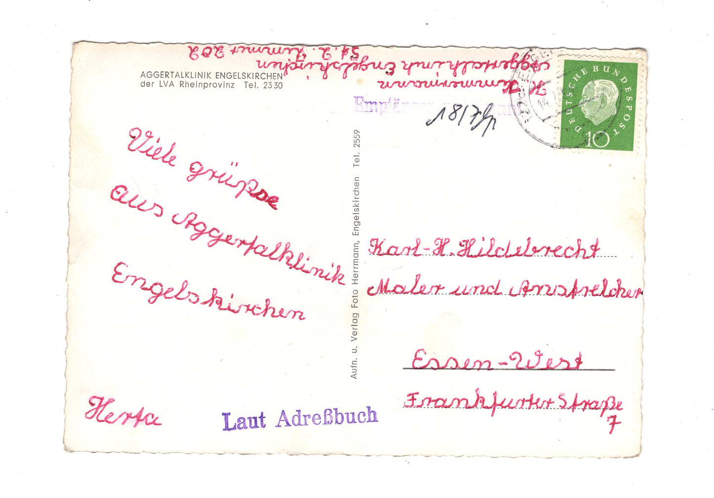 Ansichtskarte Aggertalklinik Engelskirchen