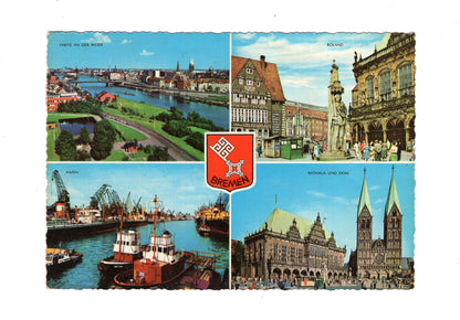 Ansichtskarte Bremen / Rathaus und Dom / Hafen +++