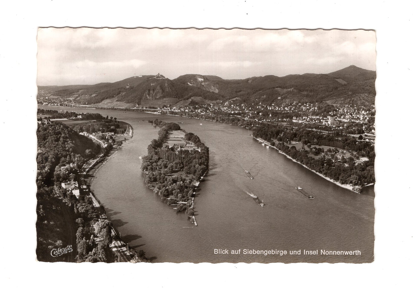 Ansichtskarte Blick auf Siebengebirge und Insel Nonnenwerth