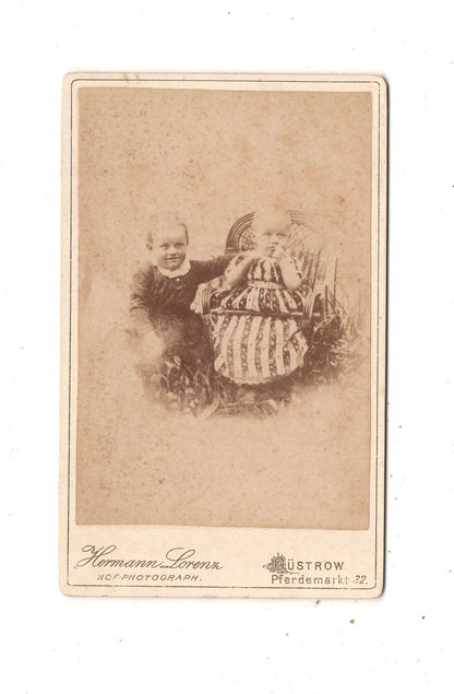 Fotografie Niedliche kleine Kinder - Güstrow 1880er