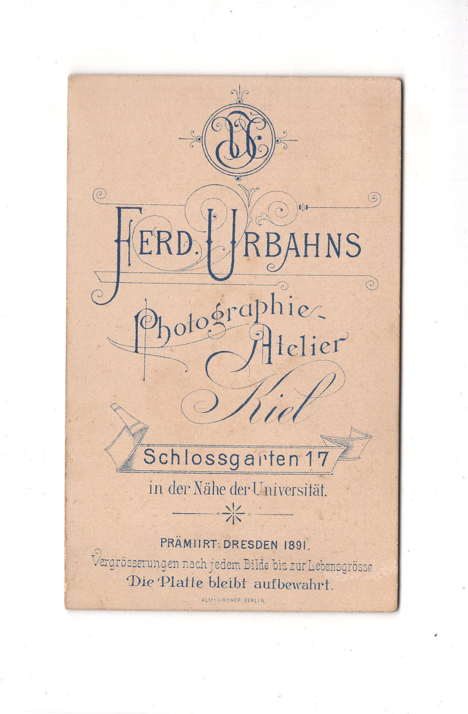 Fotografie Damenportrait - Kiel 1890er / CDV C1-10