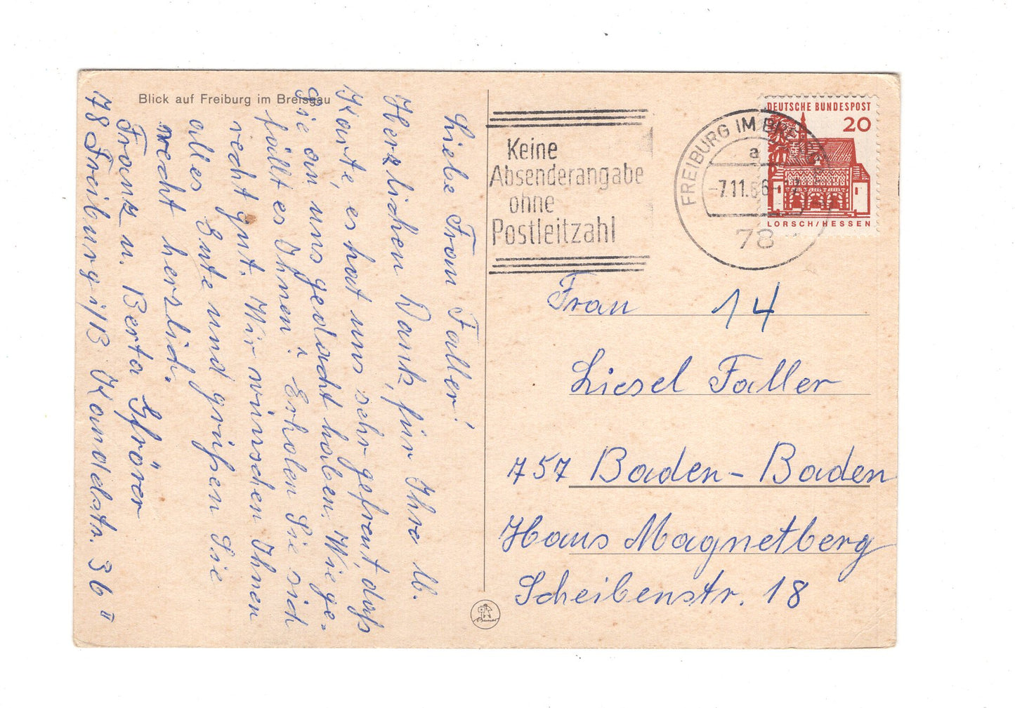 Ansichtskarte Blick auf Freiburg im Breisgau / G1-64