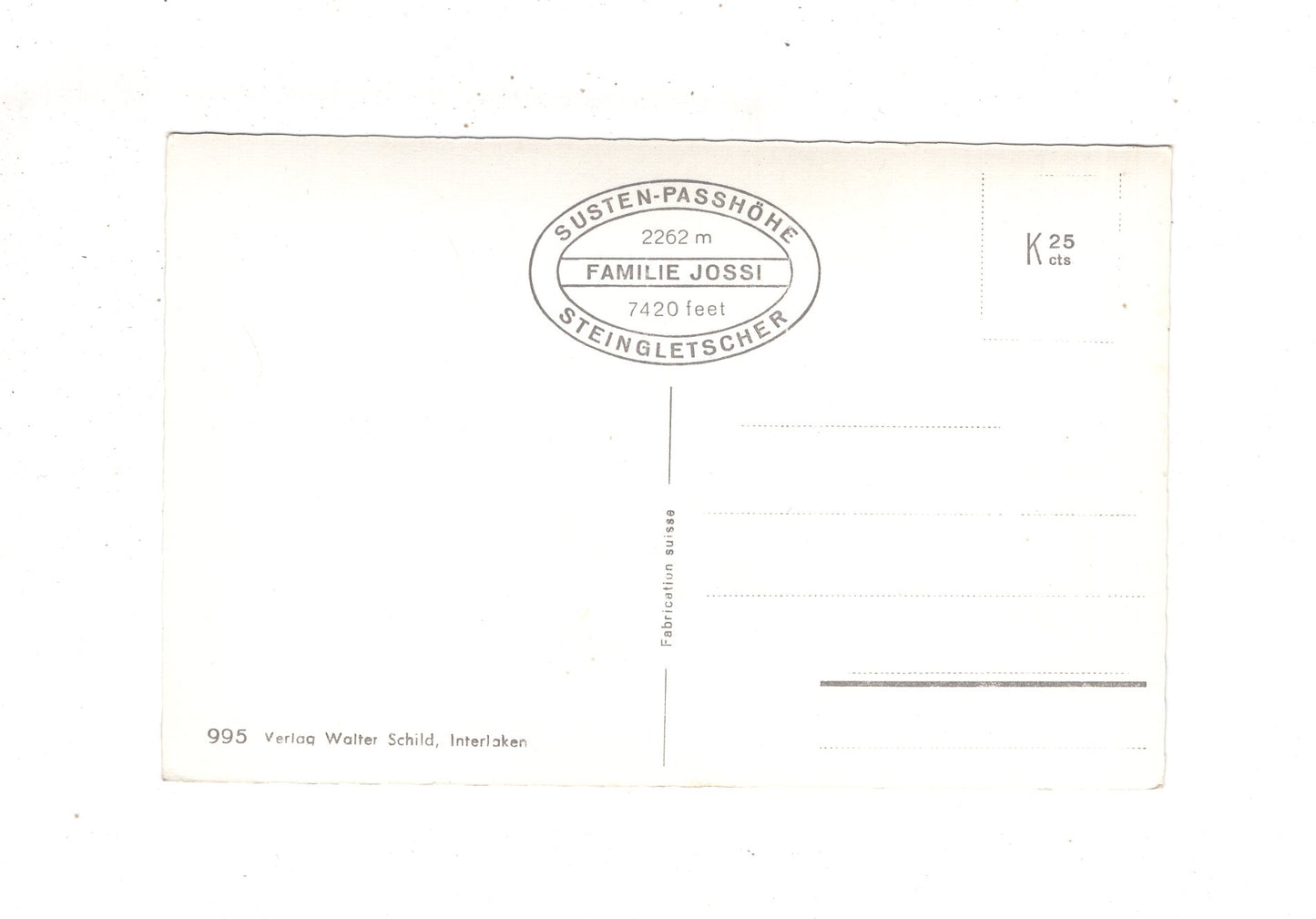 Ansichtskarte Sustenstraße / Schweiz