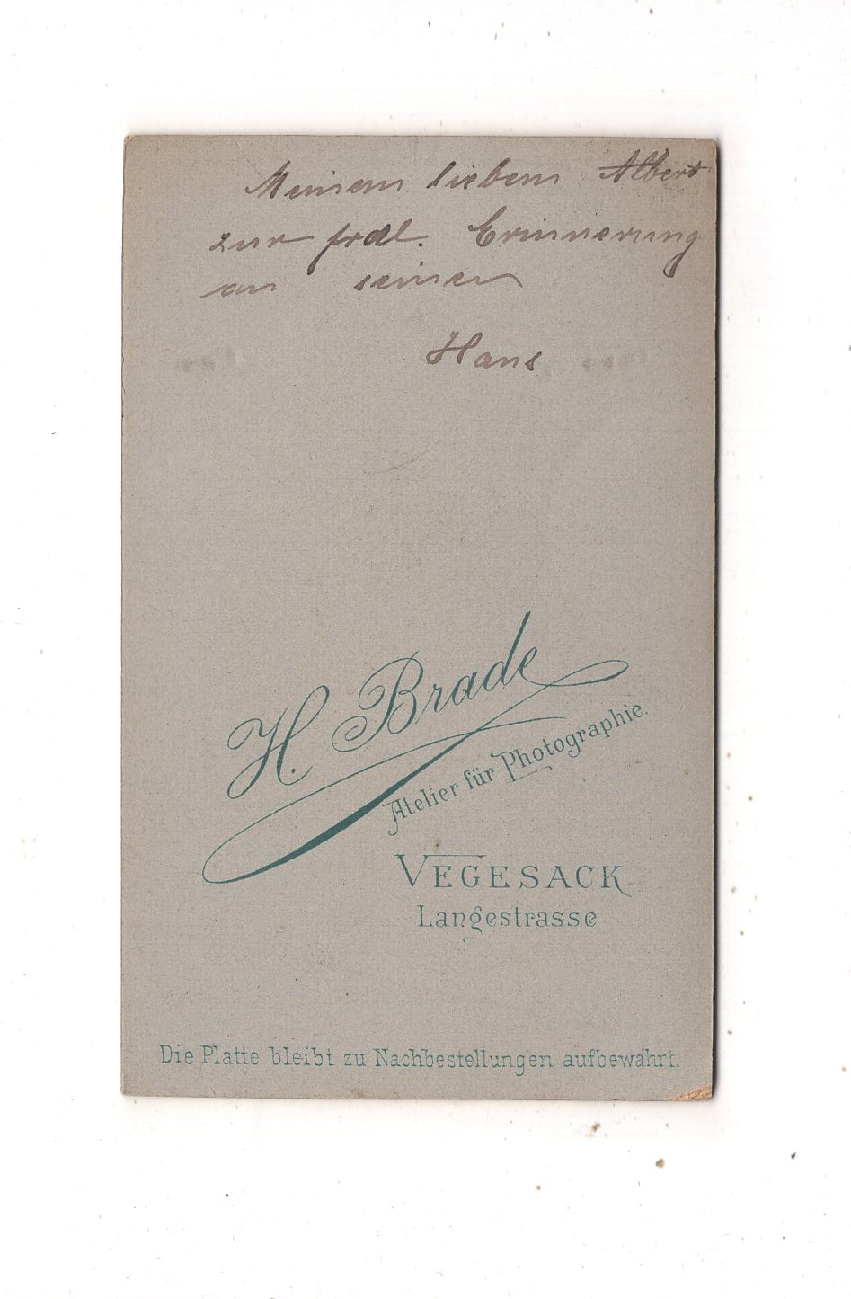 Fotografie Feine Dame mit Widmung - Vegesack um 1900