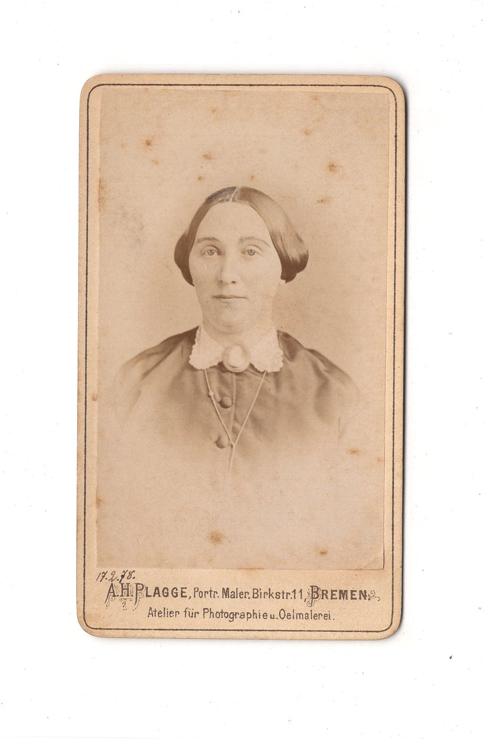 Fotografie Damenportrait - Bremen 1878 / CDV C1-10
