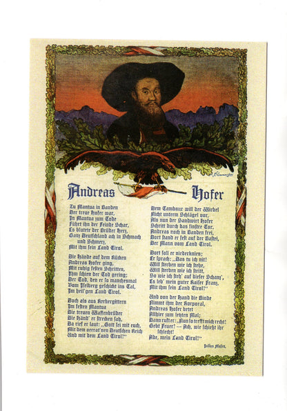 Ansichtskarte Tiroler Freiheitsheld Andreas Hofer / Andreas-Hofer-Lied