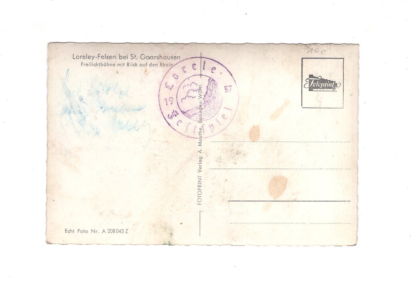 Ansichtskarte Loreley-Felsen bei St. Goarshausen